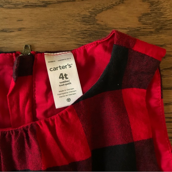 Red and Black Flannel Tartan Dress - 4T - Picture 4 of 4